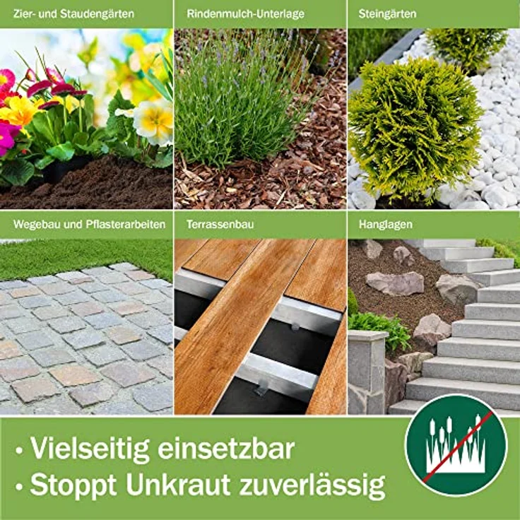 Moorland Unkrautvlies Gardur Schwarz 200cm, 1500 – Bild 3