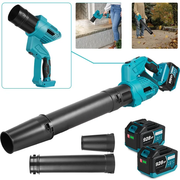 ONEVAN Akku-Laubbläser 2 IN 1 Turbogebläse, elektrischer Handbläser mit 5-Gang-Schaltung, 500 W, 2× 4.5Ah Akkus, für Laub, Staub & Schnee