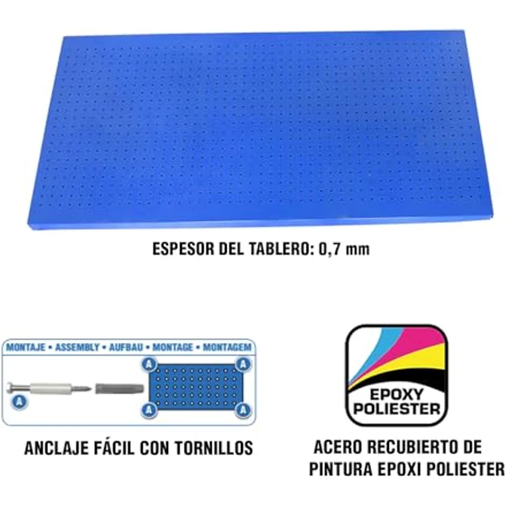 Simonrack Panelclick Lochwand, Blau, 60 x 90 cm, flexible Werkzeugaufbewahrung mit variablen Zubehörmöglichkeiten – Bild 4