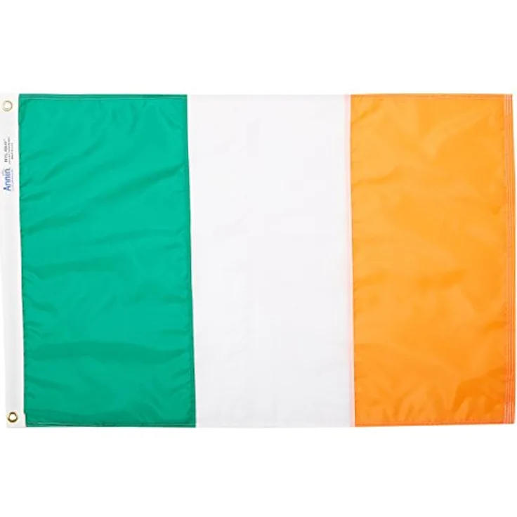 Annin Flagmakers Model 193923 Ireland Flag Nylon SolarGuard NYL-Glo, 2x3 ft, 100% Made in USA to Official United Nations Design Specifications