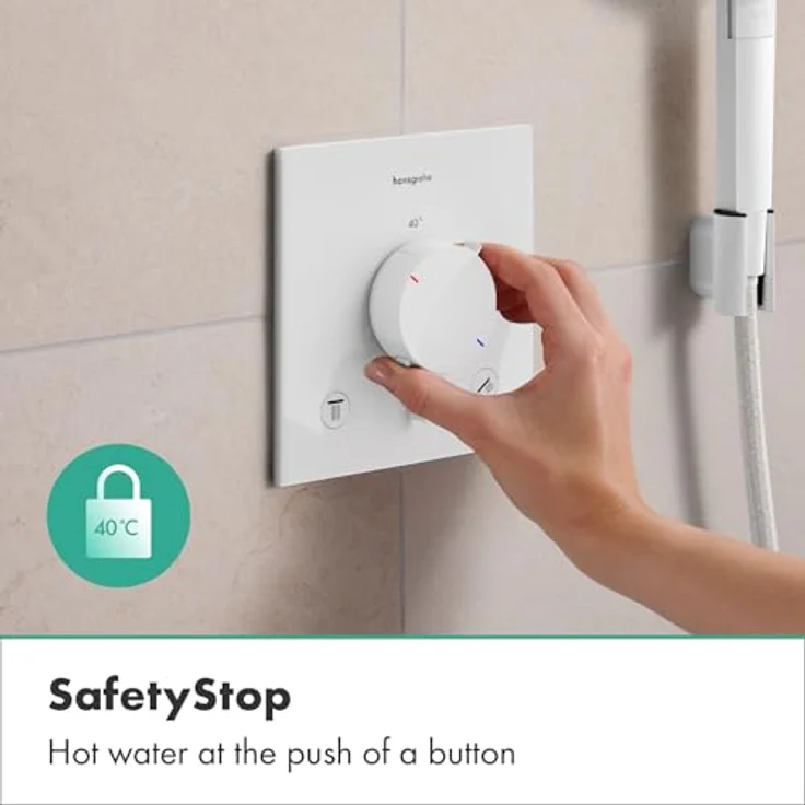 hansgrohe Ecostat Comfort E, Duschthermostat Unterputz mit SafetyStop bei 40° C, Thermostat für 2 Verbraucher, Mattweiß, 33711700 – Bild 5