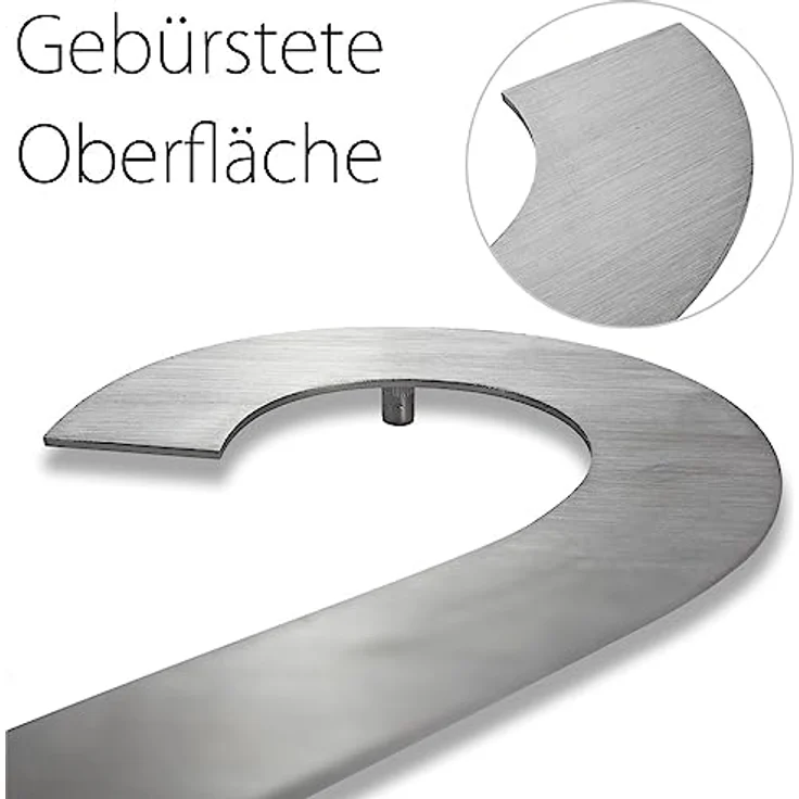 V2Aox Edelstahl Hausnummer 3, 20 cm groß, gebürstetes 2D Design, geeignet für Outdoor Einsatz, inklusive Montagezubehör – Bild 4