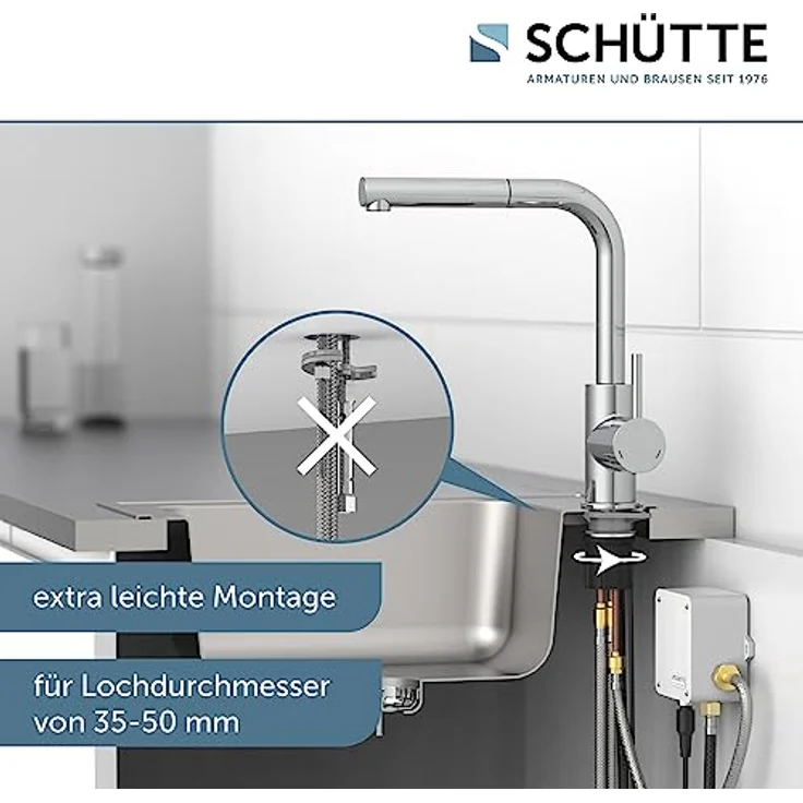Schütte Spültischarmatur VITAL, Infrarottechnologie mit Cold-Start-Funktion, 360° schwenkbar, Eco-Click-Funktion, ausziehbarer Brauseschlauch – Bild 3