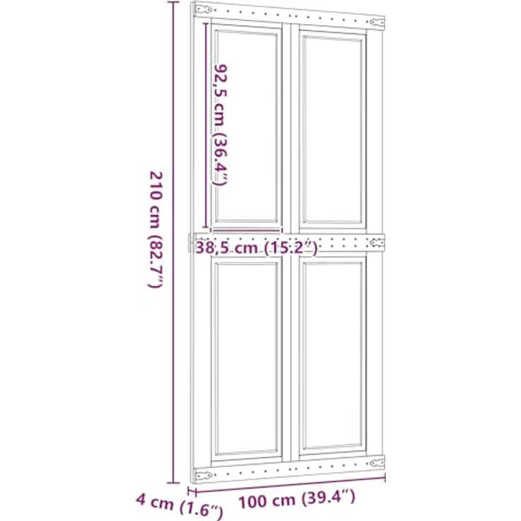 vidaXL Scheunentür Corona, 100 x 210 cm, Massives Kiefernholz, honigbraun, Stylische Schiebetür im rustikalen Design, robuster Raumteiler, platzsparend, leicht aufzubauen – Bild 3