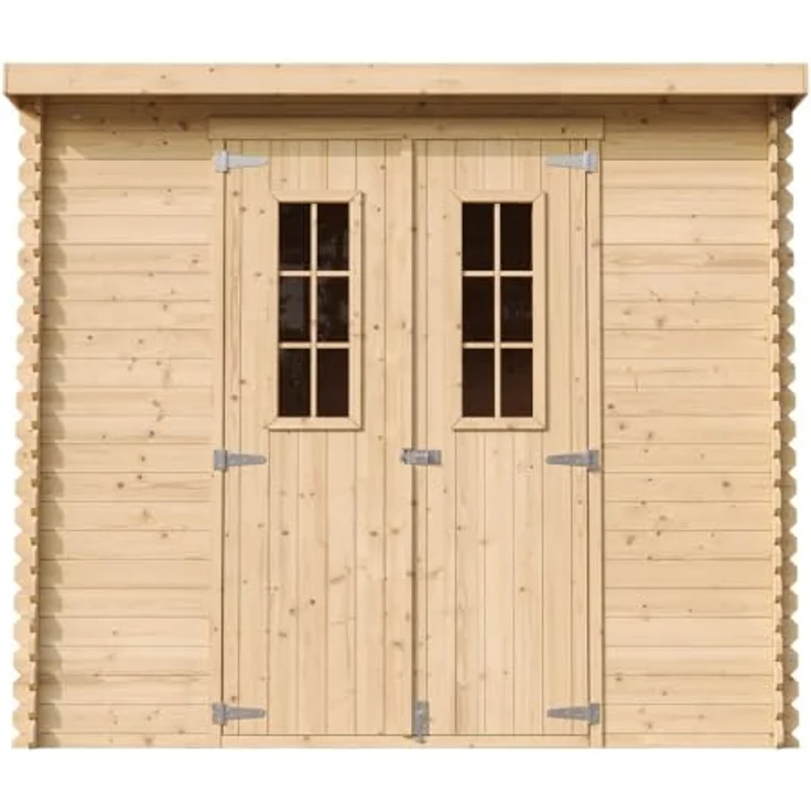 TIMBELA M310C Holzhaus Gartenhaus B239xL142xH200 cm/ 2,63 m2 - Wasserfestes Dach, Naturholz - Gartenschuppen für Fahrrad und Gartenutensilien – Bild 2