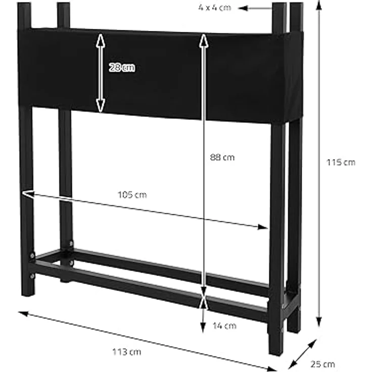 ML DESIGN Metall Kaminholzregal mit Abdeckung, 113x25x115cm, anthrazit, witterungsbeständiger Stahl, 0,5m³ Stauraum, inkl. Schutzhuelle – Bild 5
