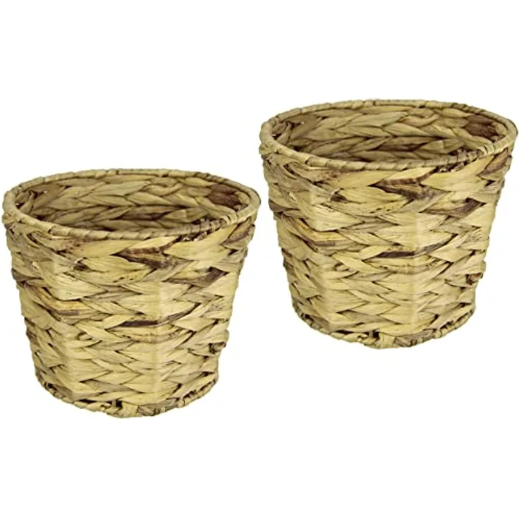 Topfset aus Wasserhyazinthe Pflanzgefäß Gefäß Blumentopf Blumen Pflanzen Pflanztopf Pflanzkorb Übertopf Schale Dekotopf geflochtener Deko Topf Übertopf Vase Korb Blumentöpfe für Kunstblume und Pflanze