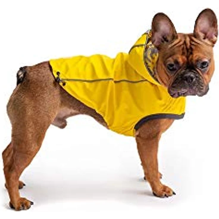 GF Pet Reversible ElastoFit Raincoat - Regenjacke- wasserdichte Hundebekleidung- Größe 4XL Hundemantel Rückenlänge 81cm- Gelb – Bild 1