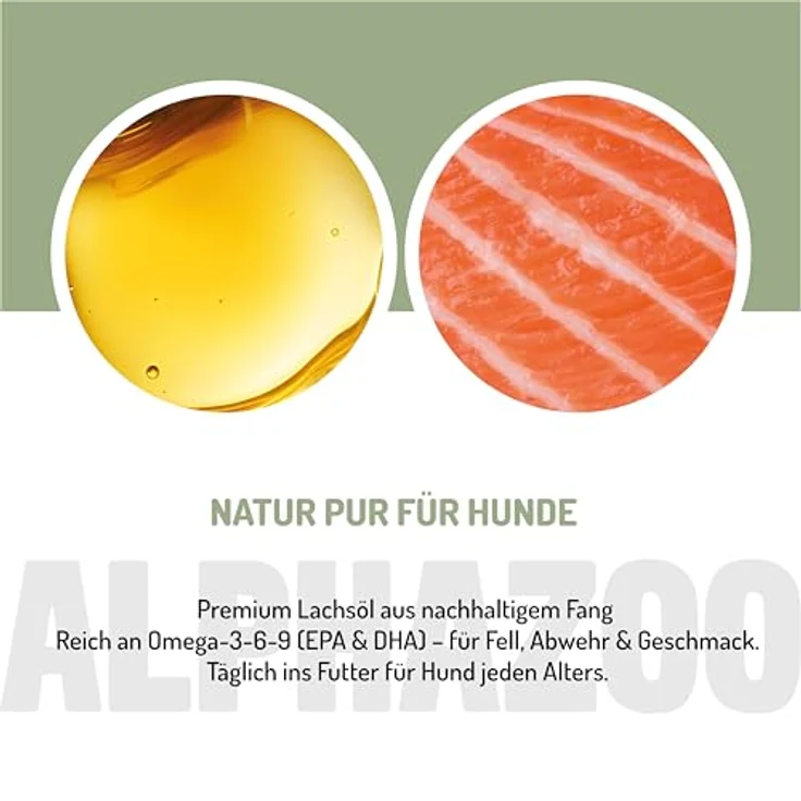 ALPHAZOO Premium Lachsöl für Hunde, 100 ml, mit Omega-3-Fettsäuren, natürliches Fischöl zur Unterstützung von Haut und Fell – Bild 4