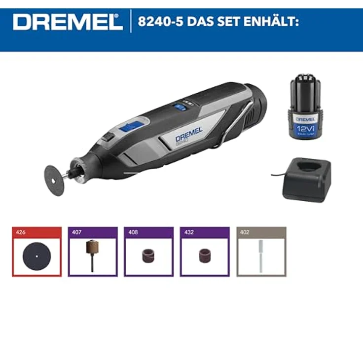 DREMEL 8240 Akku-Multischleifer, kabellos, max. 35000 U/min, 1x Akku 2 Ah, 5 Zubehöre, im Karton – Bild 3