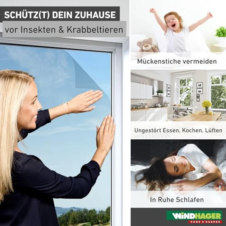 Windhager Moskitonetz Elastic für Fenster, Insektenschutzgitter, dehnbares Gewebe, BxH: 130x150 cm – Bild 2