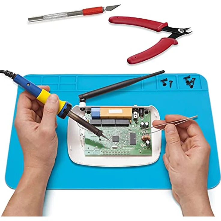 Generic Silikon 500℃ Hitzebeständige Magnetische Arbeitsmatte Silikonmatte, 30x20cm Lötmatte Antistatische Reparatur Matte Soldering Mat für Lötpistolen, Elektronik, Smartphone, Uhren, 1 – Bild 5
