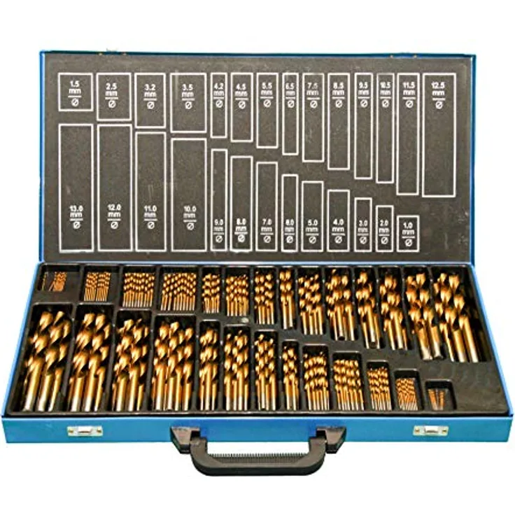 PeTools (+500%) Spiral-Bohrer HSS-R EG TiN (1-13mm), Metallbohrer, Stahlbohrer, 230tlg. 1-13mm, Titanbeschichtet