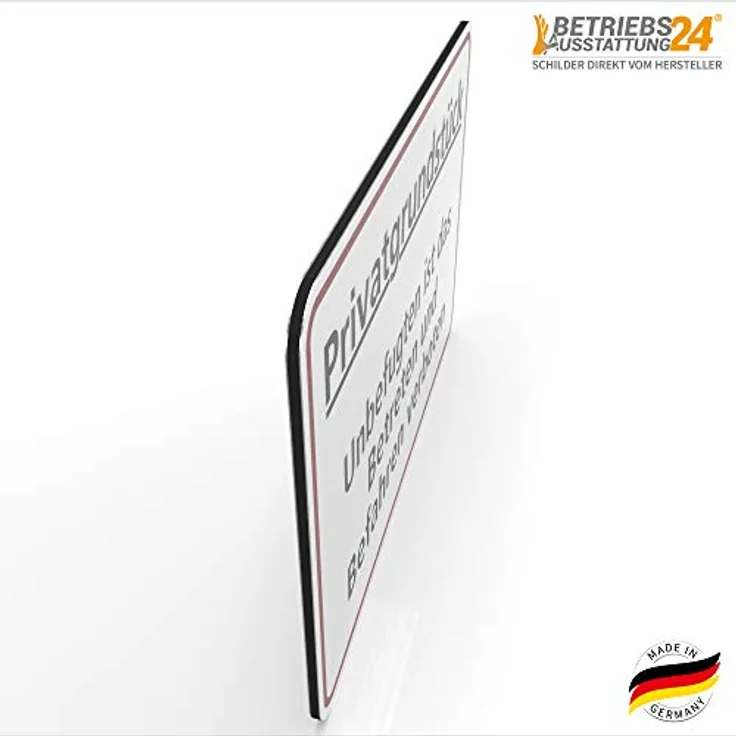 Betriebsausstattung24® Hinweisschild Privatgrundstück - Unbefugten ist das Betreten und Befahren verboten | Querformat 30,0 x 20,0 cm | 2mm (Aluminium Verbundplatte, Weiß) – Bild 4