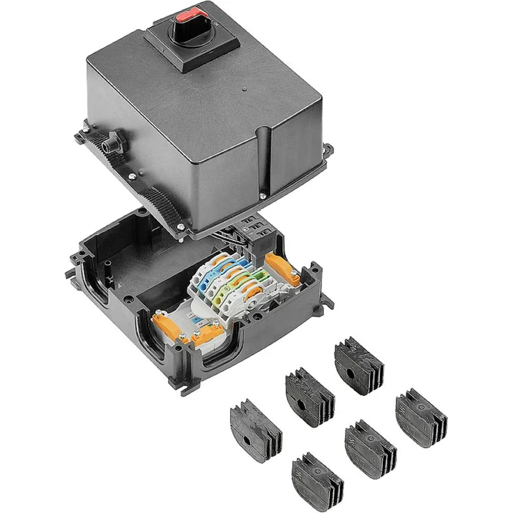 Weidmüller FP Box ON/OFF16A FUSE R, flexible Verteiler-Box für 2.5-6mm² Kabel, schwarz, IP65, 181 mm x 192 mm x 165 mm