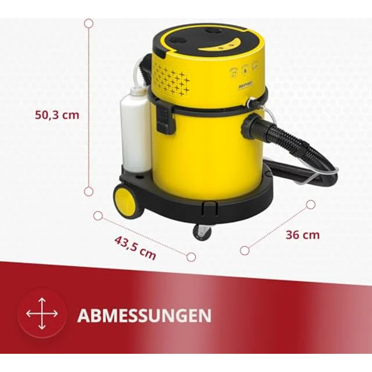 MPM Staubsauger mit Wischfunktion und Blasfunktion - Wasserstaubsauger - Trocken- & Nasssaugen - 20 Liter Wasserbehälter - 1200W (MOD-48) – Bild 2
