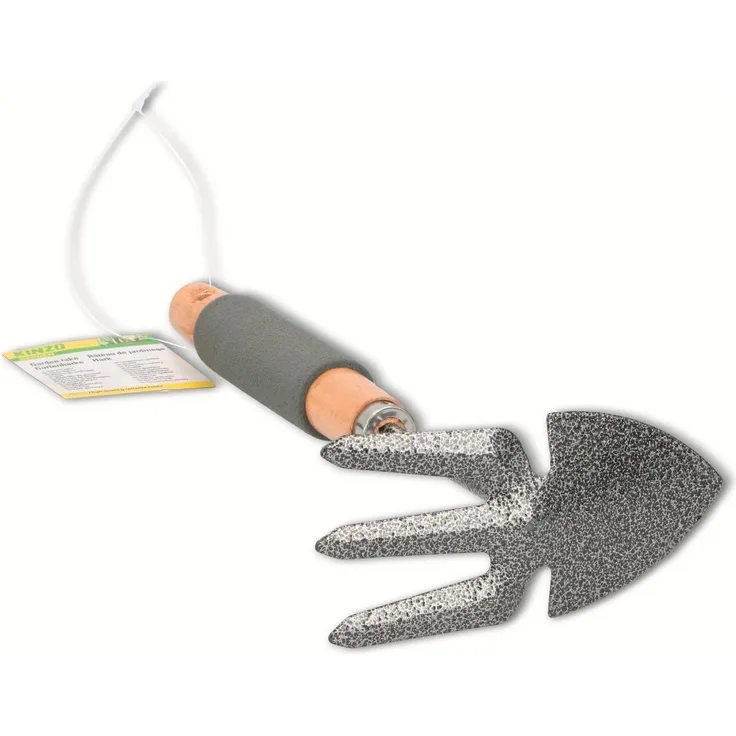 Kinzo Gartenhacke 2 in 1 Mini-Grubber mit 3 Zinken 27 cm, ideal für die Gartenbearbeitung