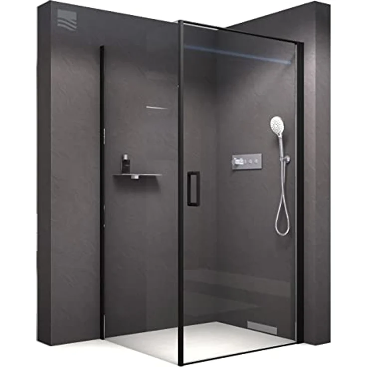 Bernstein Eckdusche EX416S, Nano 6mm Echtglas Schwarz - 80 x 80 x 195 cm, Duschkabine mit elegantem Schwarz und Nano-Beschichtung – Bild 2