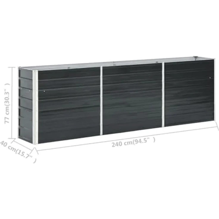 vidaXL Garten-Hochbeet Verzinkter Stahl 240 x 40 x 77 cm Anthrazit – Bild 4