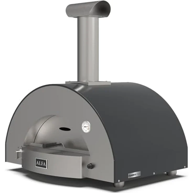 Alfa Forni Classico 2 Pizze Hybrid Pizzaofen, Gas- und Holzbefugung, Schiefer Grau, 500 °C, 60 x 50 cm Backfläche – Bild 3