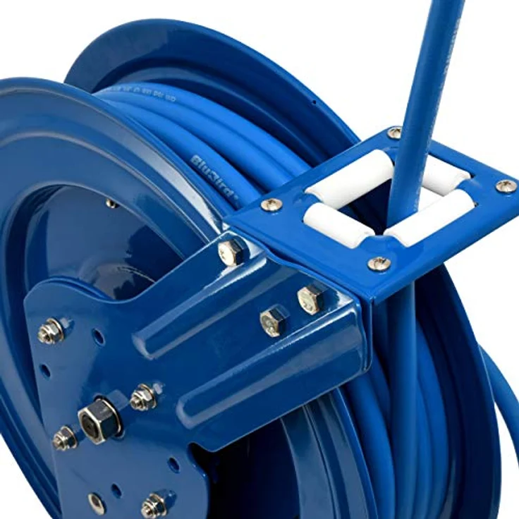 EWO Schlauchaufroller E48360 BluBird, 20m für Luft und Wasser, mit automatischer Rücklaufarretierung, pulverbeschichtetes Metallgehäuse – Bild 2