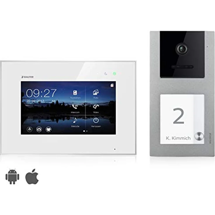 Balter EVO Video-Türsprechanlage mit WLAN-Monitor, 7" Touchscreen, 150° Weitwinkelkamera, Komplettset für 1 Familienhaus – Bild 1