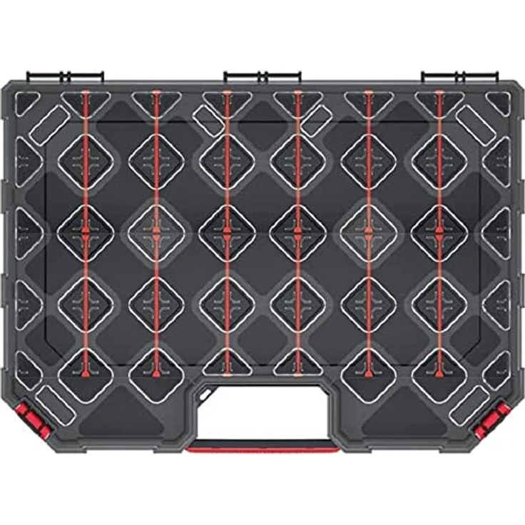 Prosperplast Werkzeugkoffer Kistenberg TAGER CARBO ORGANIZER KTGC40306S, multifunktionale Sortimentsbox mit transparentem Deckel und ergonomischem Griff, 390x284x60 mm – Bild 3