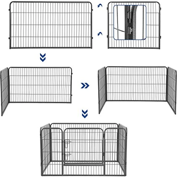 Feandrea Freigehege für Haustiere, transportabel, 122 x 80 x 70 cm, grau - Ideal für Hundeerziehung und sicheres Spielen – Bild 5