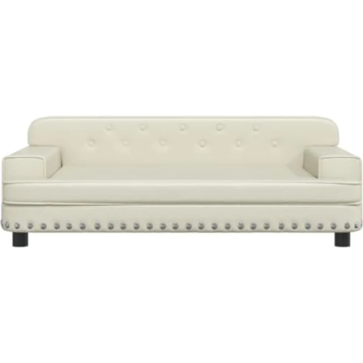 vidaXL Hundebett Creme 90x53x30 cm Kunstleder – Bild 3