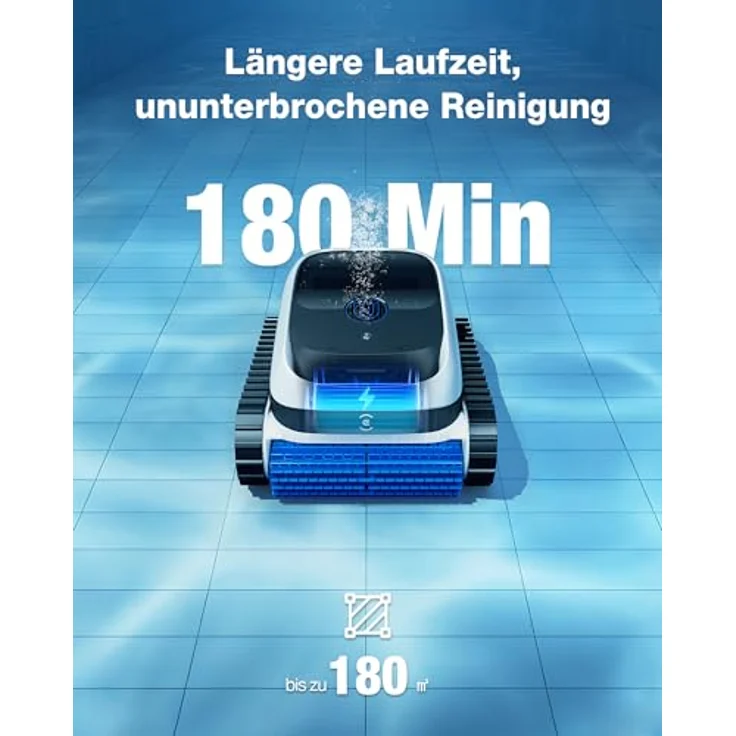 Ecovacs Ultramarine P1, Poolroboter für Pools bis 180 m², kabellose Reinigung von Boden, Wänden und Wasserlinie, UltraPure Suction 18.200 l/h, intelligente App-Steuerung – Bild 5