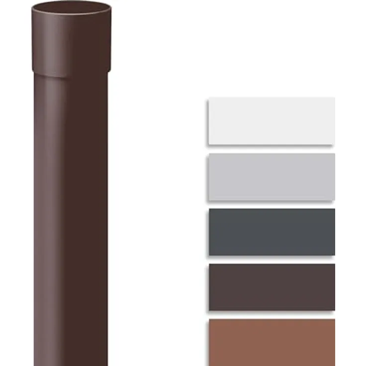 INEFA Fallrohr PVC 200cm DN 100, Dunkelbraun, witterungsbeständig, inklusive Steckmuffe, Made in Germany