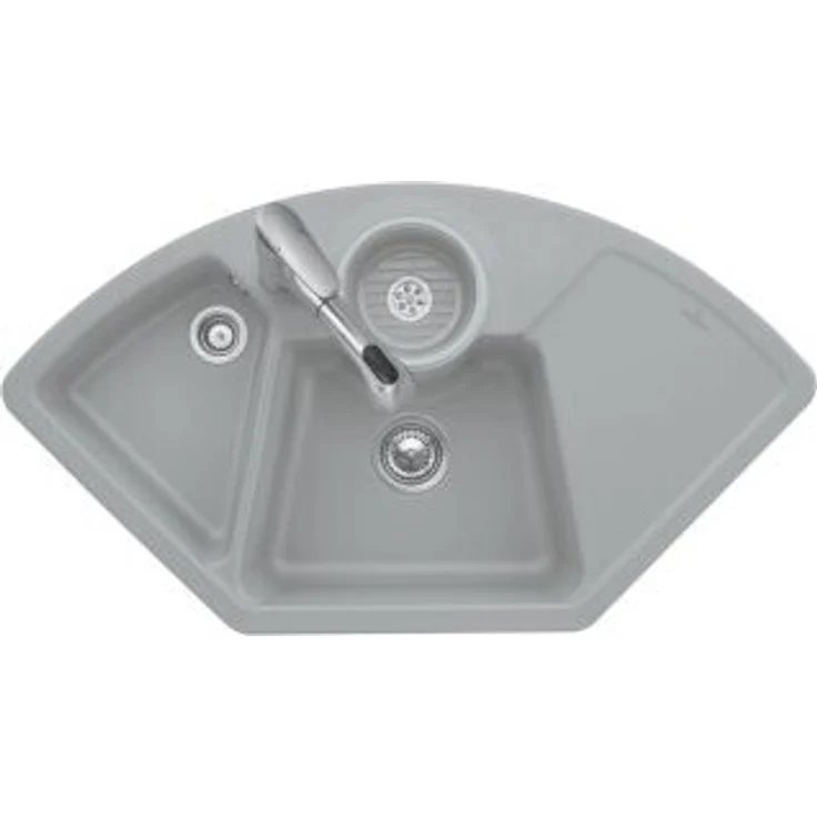 Villeroy & Boch 670800R7 Eckspüle Solo, für aufliegenden Einbau, 2 verschließbare Becken, 1075x600mm