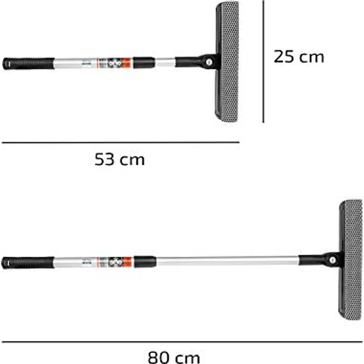 HEYNER® Scheibenreiniger Auto Fensterabzieher Windschutzscheiben Abzieher L25 50-80cm Alu-Teleskop + Schwamm + klappbar – Bild 3
