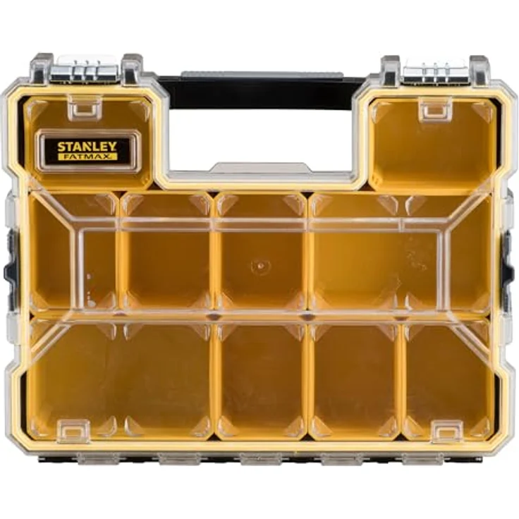 Stanley FatMax Profi-Organizer (44,6 x 11,6 x 35,7 cm, tiefe Fächer, stabiler Deckel, Metallverschlüsse, wasserdicht, herausnehmbare Boxen, extra Box für Kleinteile) 1-97-518 – Bild 3