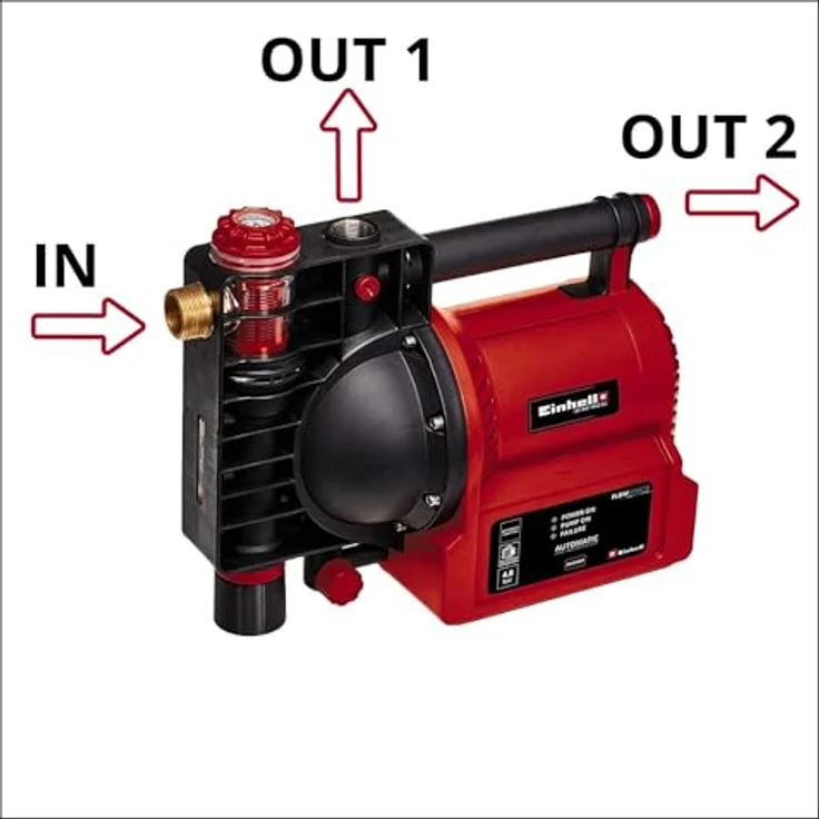 Einhell Hauswasserautomat GE-AW 1042 FS (1.050 W, 4200 l/h Fördermenge, 4.8 bar Förderdruck, Wasserfüll--Schmutz--Sauganzeige, Trockenlaufsicherung, Flow-Sensor, Thermo--Brühschutz, Rückschlagventil) Hauswasserautomat 8 m|38 m – Bild 5
