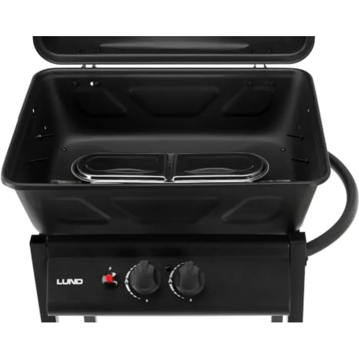 LUND Gasgrill 5,5 kW, 2 Brenner aus Stahl, kompakt mit Piezo-Zünder und verchromtem Rost, 60 × 53 × 102 cm – Bild 8