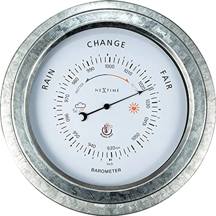 NeXtime Barometer außen - Ø22CM - Metall - Verzinkt „Orchidee“ – Bild 2
