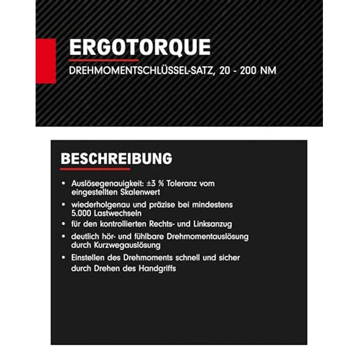 1-2ERGOTORQUEprecision Drehmomentschlüssel-Satz, 20-200Nm, 11-tlg – Bild 5