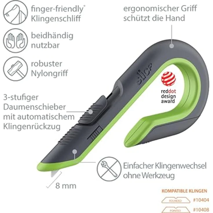 SLICE Cuttermesser Slice 10503, Kartonschneider mit keramischer Klinge, automatischem Klingenrückzug und Antirutsch-Oberfläche – Bild 5