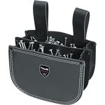 kwb Nageltasche für Dachdecker, aus Leder, mit zwei Fächern und Gürtelschlaufe zum Einhängen in Schwarz, doppelt fach