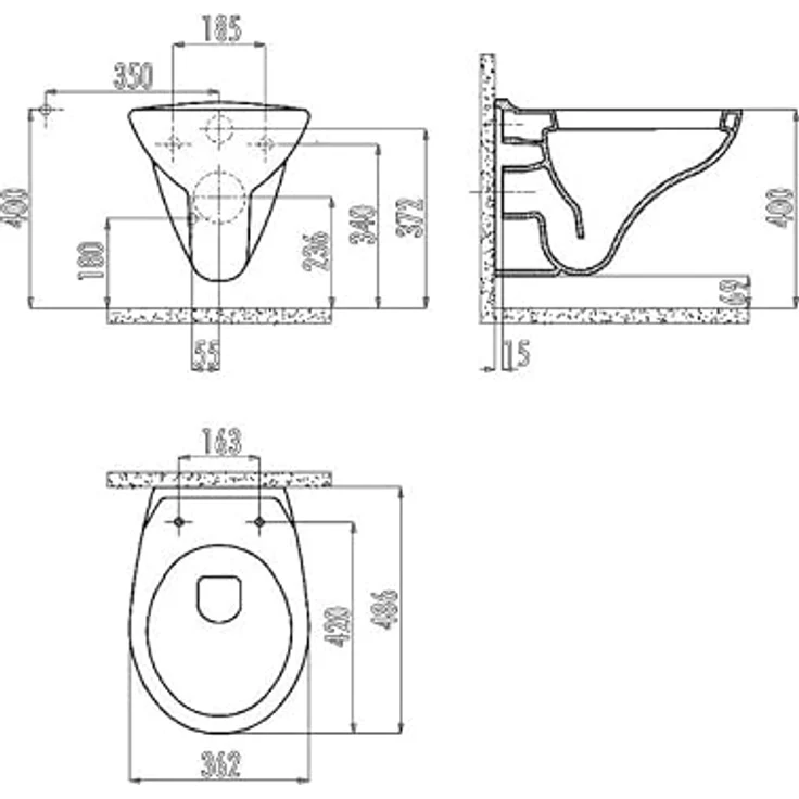 Creavit Tiefspül-WC CRV-TP320-0000-SET, Hänge Taharet WC Set Weiß, spülrandlos mit Bidet und Softclose Sitz – Bild 8