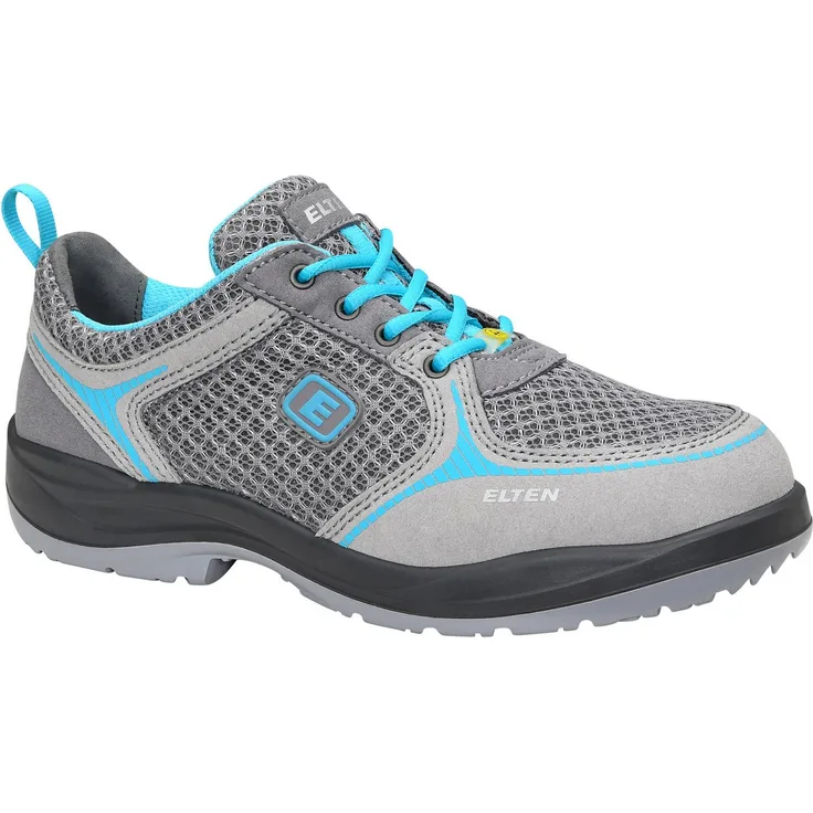 ELTEN MILA aqua Low ESD S1 Sicherheitsschuh, Damen Halbschuh aus Mikrofaser/Mesh, atmungsaktiv, EN ISO 20345:2022, grau