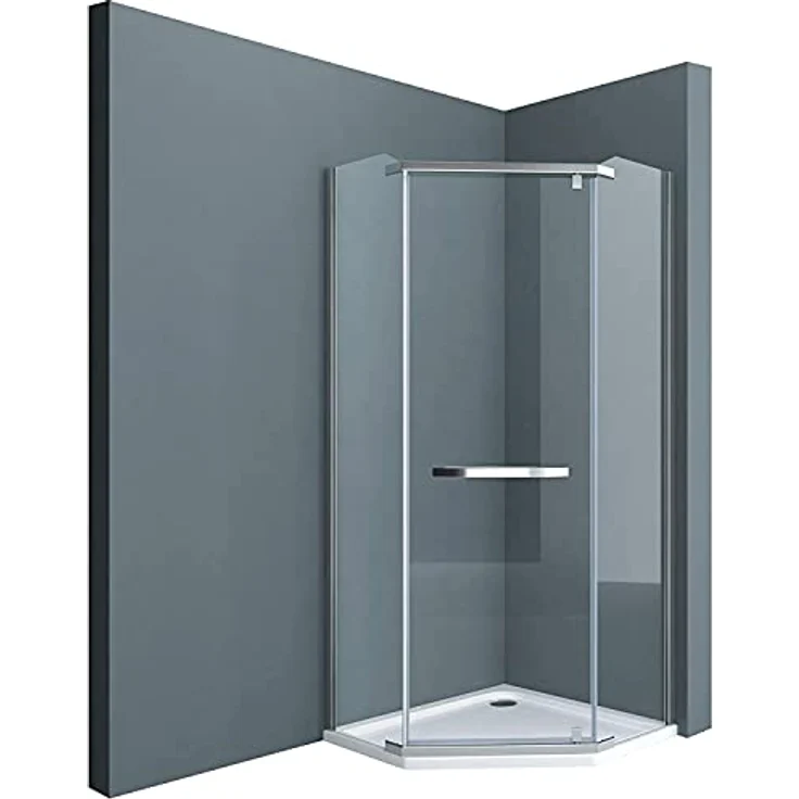 doporro Fünfeckdusche Duschkabine Rav08K 80x80x195cm Duschabtrennung ESG-Sicherheitsglas Klarglas inkl. Easy-Clean-Beschichtung – Bild 1