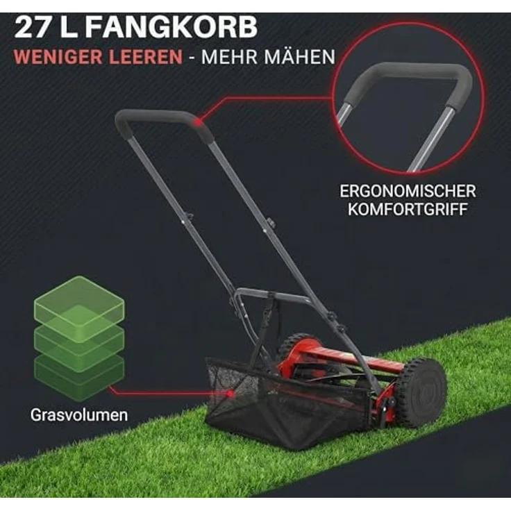 Stahlmann Benzinrasenmäher Spindelmäher RoyalCut - Manueller Rasenmäher mit 30 cm Schnittbreite, 27 Liter Fangkorb, 4-stufige Schnitthöheneinstellung – Bild 7