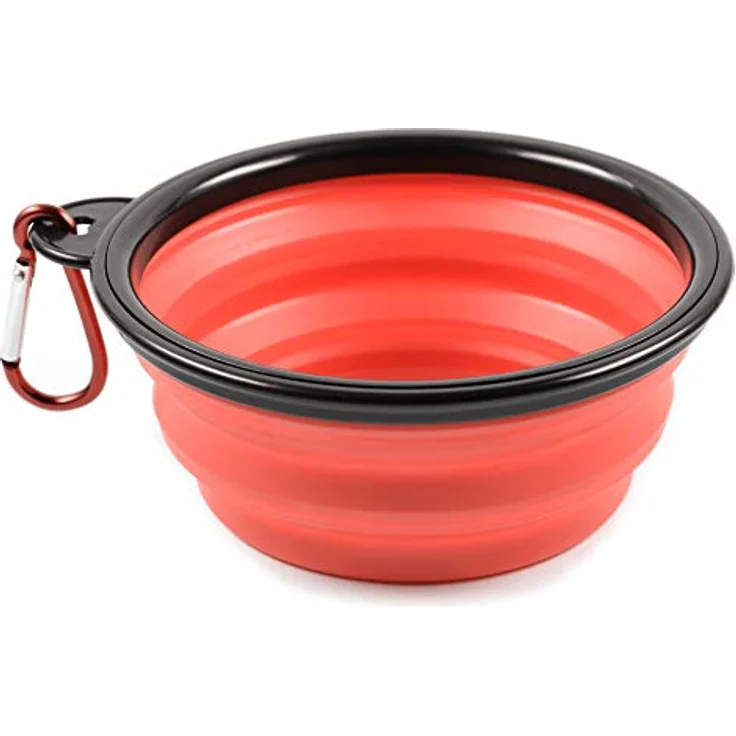 PhoneNatic Faltbarer Silikon-Hundenapf in rot, Reisenapf für Hunde und Katzen mit Karabiner -, S, rot, 350 ml, 60014328 – Bild 1
