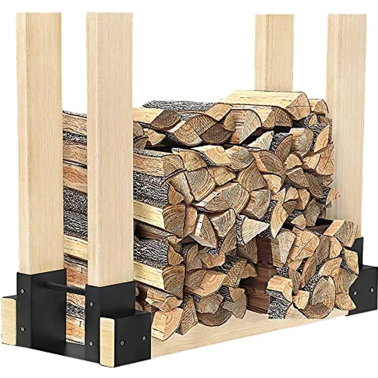 SCHMIDT security tools Holzstapelhilfe Brennholz Stapelhilfe 2er Set, pulverbeschichteter Stahl, schwarz, 33,5 x 9,5 x 15 cm, witterungsbeständig, stabil und erweiterbar – Bild 5