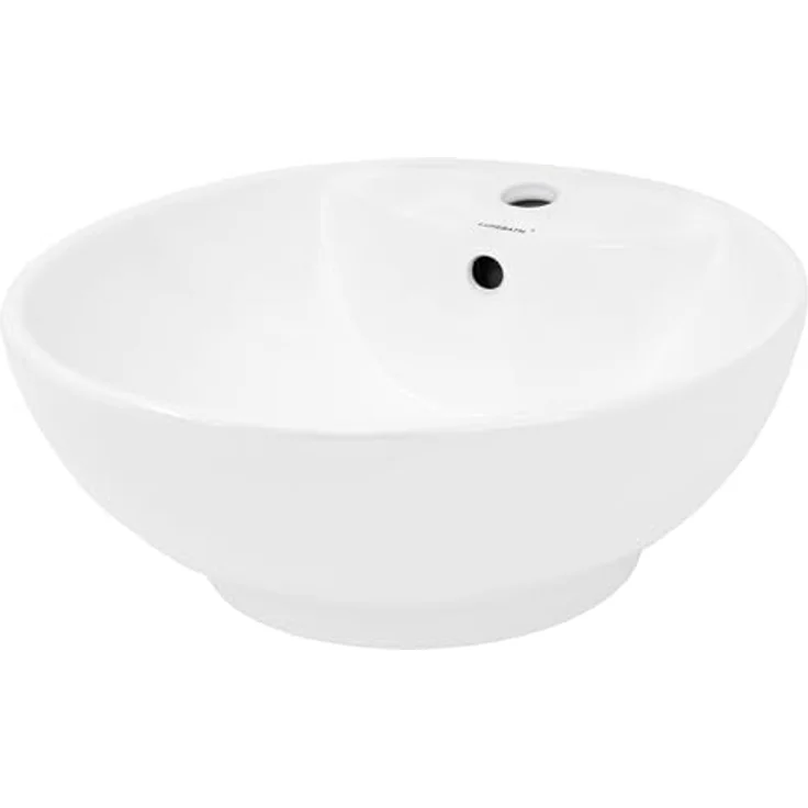 ecd germany Waschbecken Rundform Ø 45,5x18,5 cm Weiß mit Überlauf aus Keramik – Bild 2