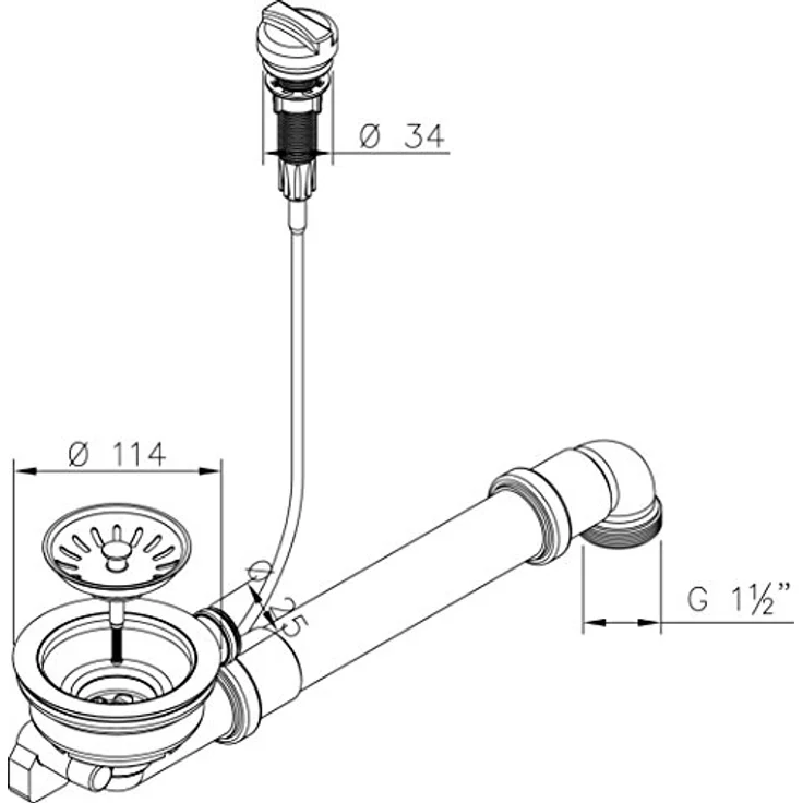 AquaDE Siebkorbventil 114 mm mit Excenterventil Raumschaffer Abtropf-Überlauf für Küchenspüle, Edelstahl und weiß – Bild 3