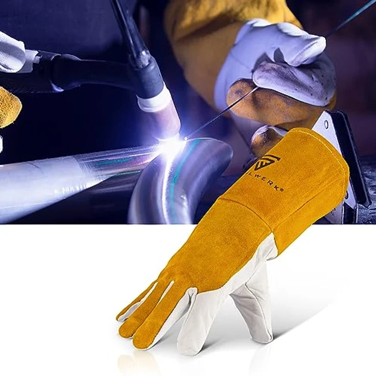STAHLWERK Schweißerhandschuhe Schutzkleidung Echtleder für WIG / TIG / MIG / MAG / MMA / Plasma – Bild 5