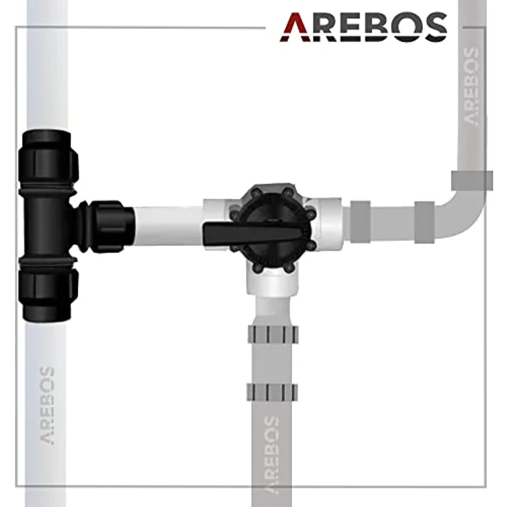 Arebos Bypass Set Pool 12 - teilig Sandfilteranlagen Poolheizung Wärmepumpe Solarheizung T-Stück Teflonband 3 Wege Ventil – Bild 4